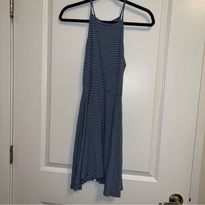Juniors body glove mini spaghetti straps dress size M striped blue and white